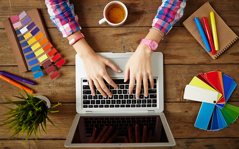 Laptop with color samples